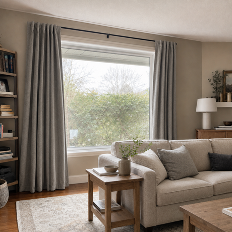 Stone Gray Linen Blackout Pinch Pleat Curtains