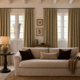 63 Inch Wheat Beige Linen Blackout Curtains