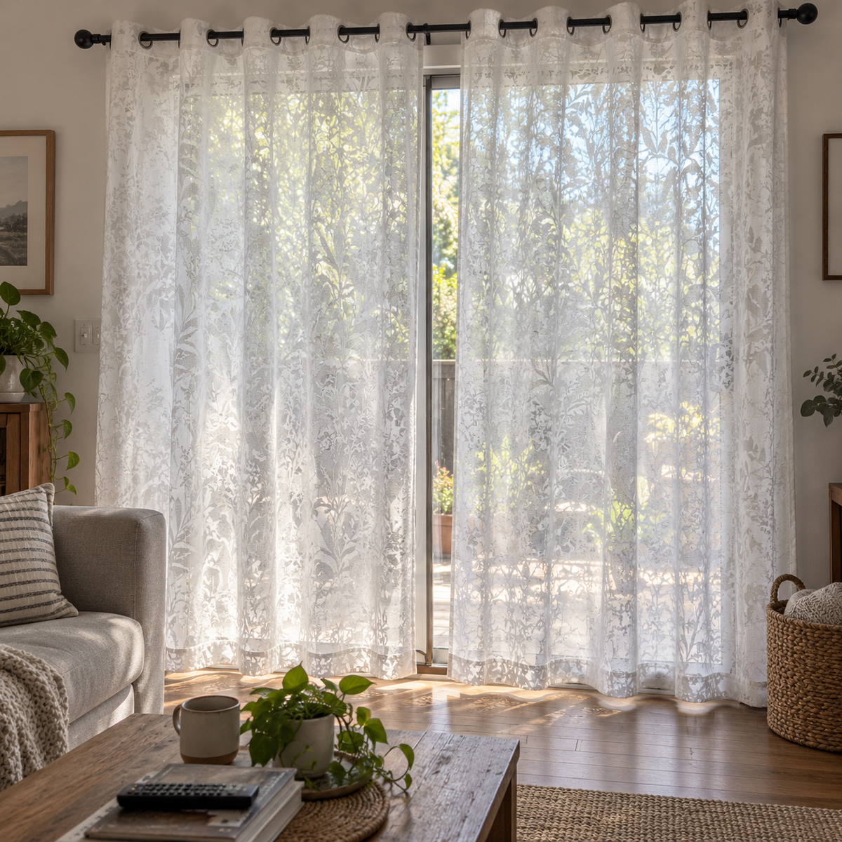 Moonshadow Botanical Heat-Reflective Sheer Curtain
