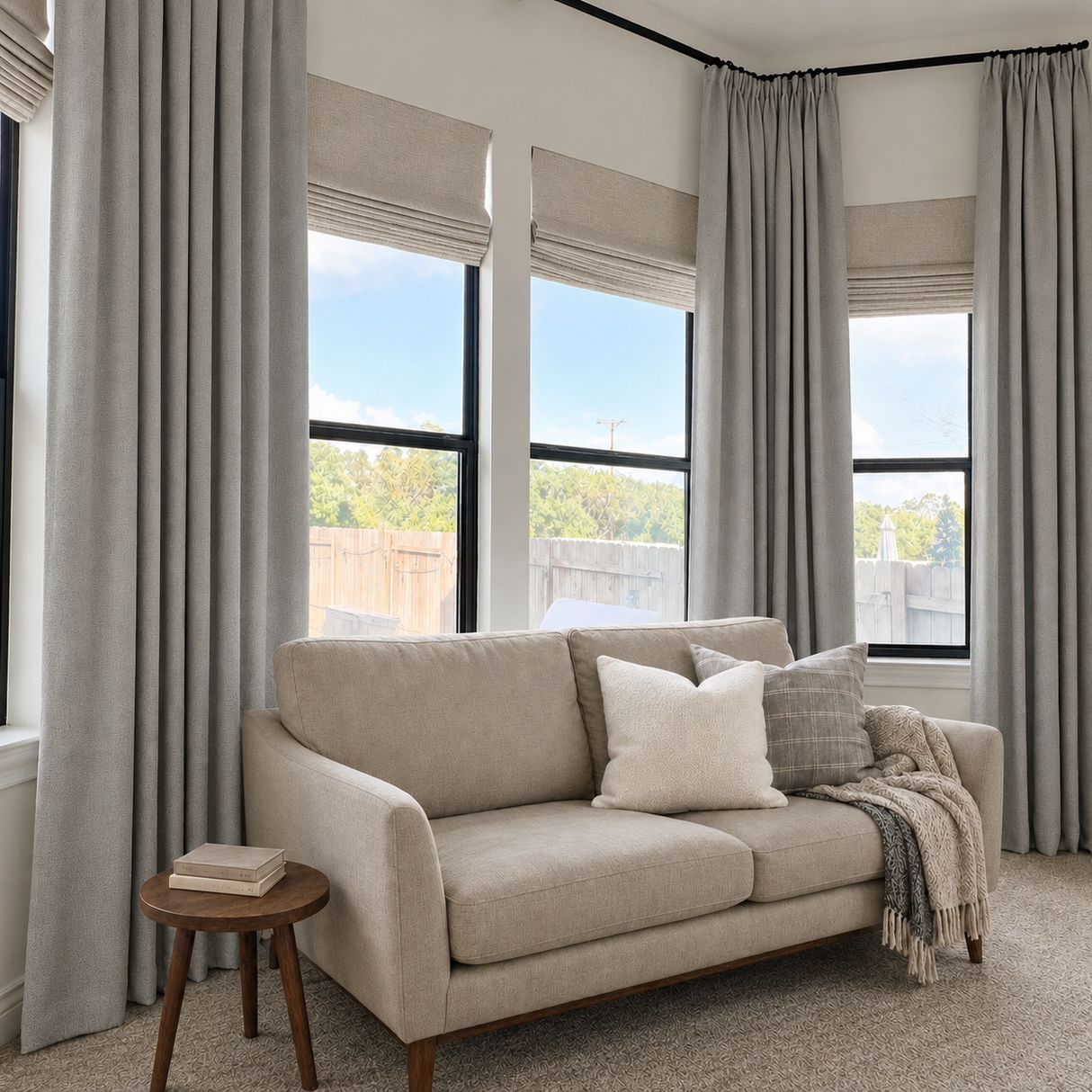 63 Inch Stone Gray Linen Blackout Curtains