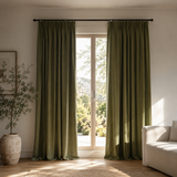 Avocado Green Velvet Rod Pocket Curtains