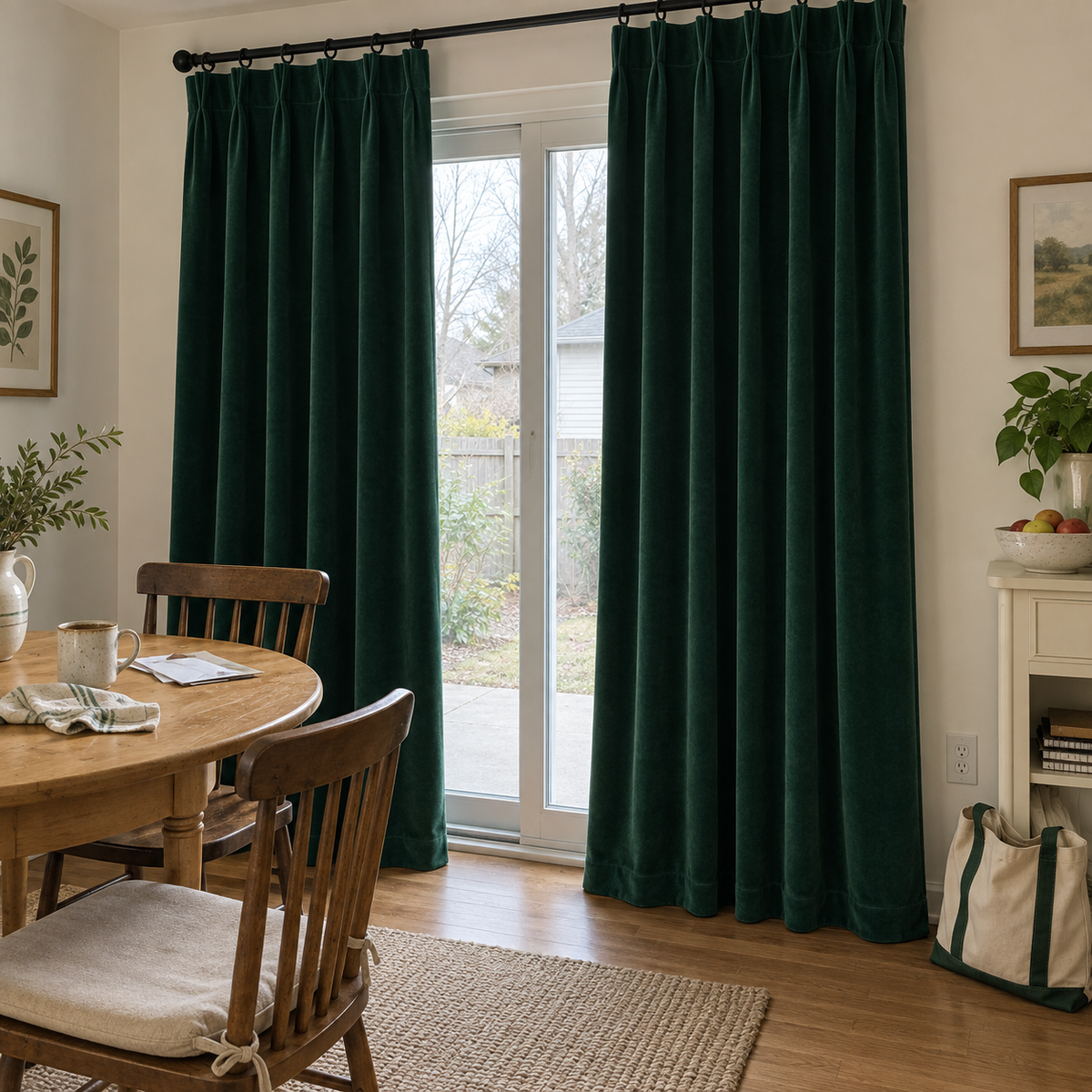 63 Inch Long Emerald Green Velvet Curtains