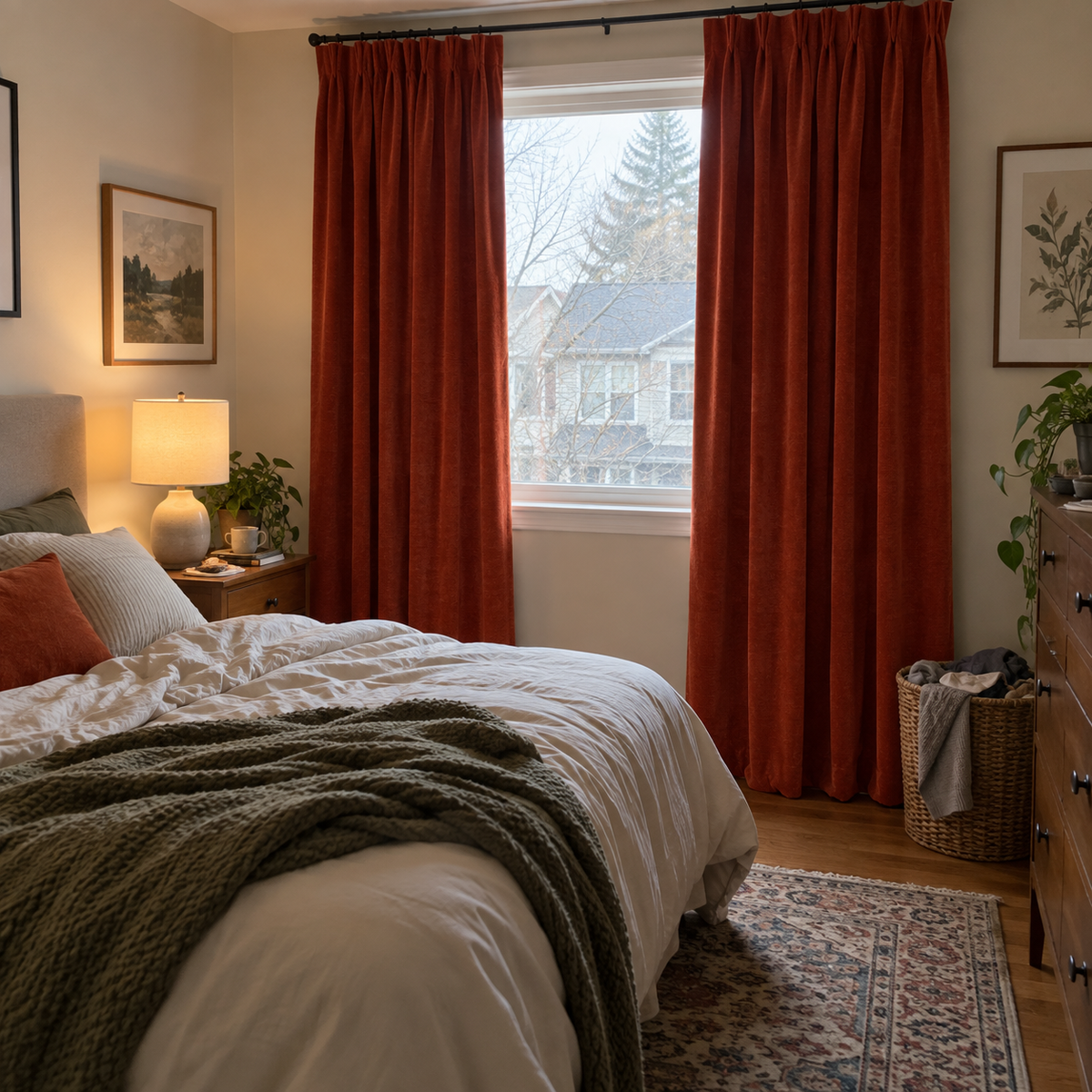90 Inch Long Deep Scarlet Velvet Curtains