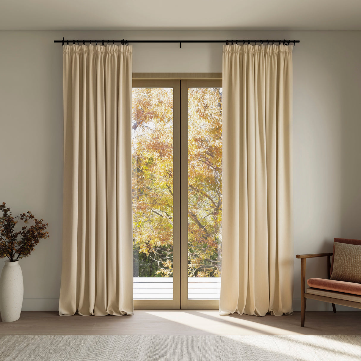 Vanilla Beige Velvet Curtain