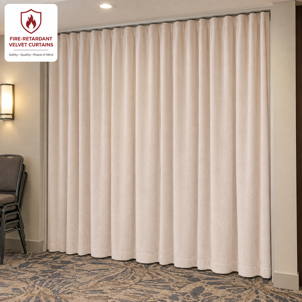 Vanilla Beige Flame Retardant Velvet Curtains