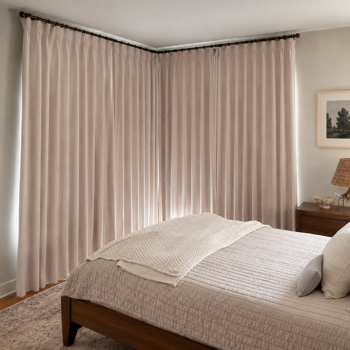 63 Inch Blush Pink Double-Sided Cotton Blend Blackout Curtains