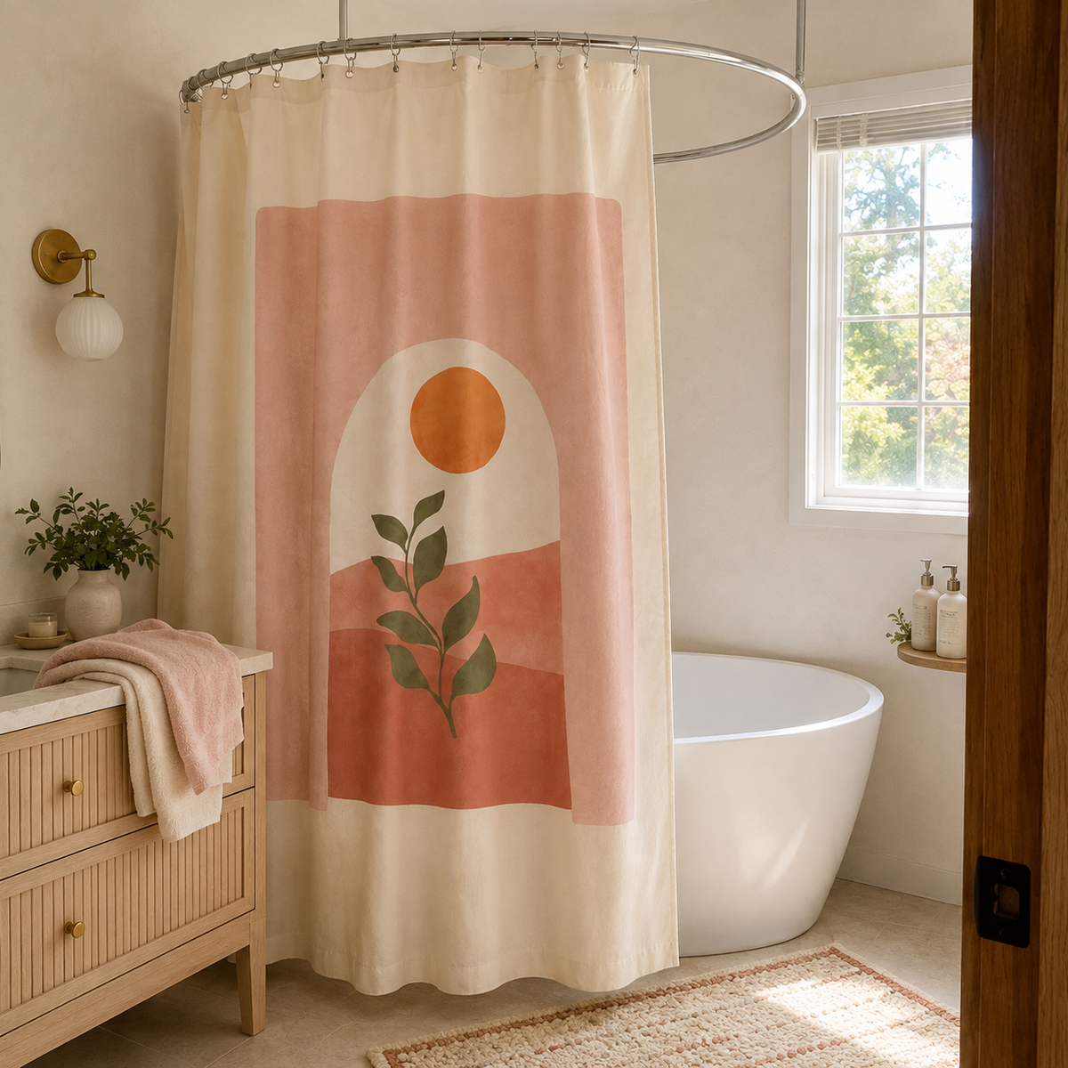 Boho Botanical Arch Shower Curtain