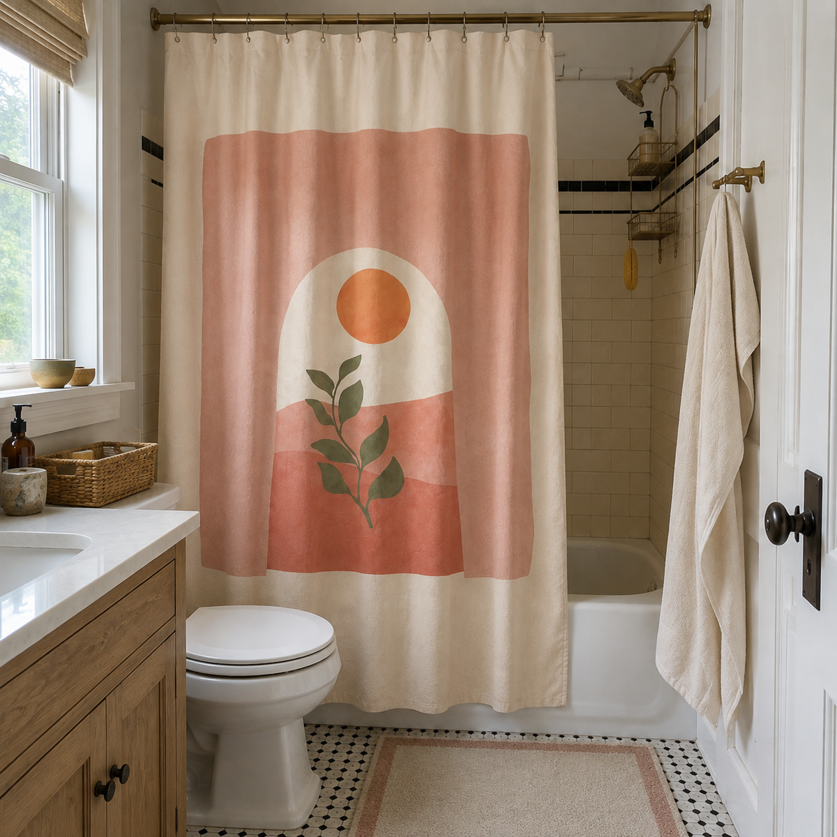 Boho Botanical Arch Shower Curtain
