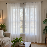Avery White Textured Gauze Custom Sheer Curtain
