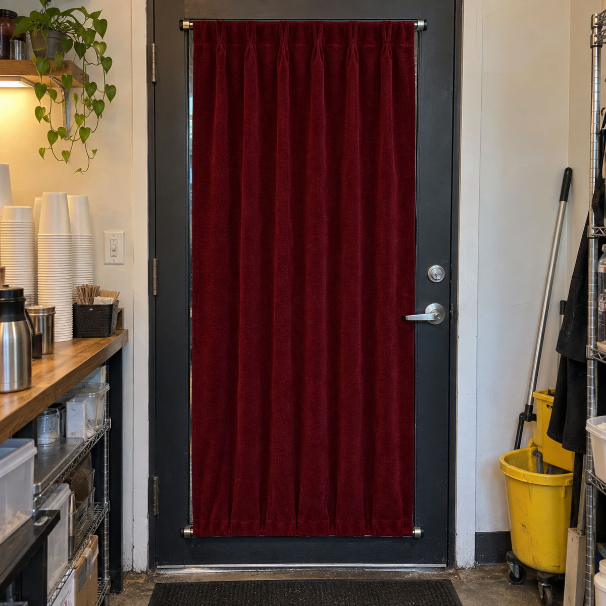 Wine Red Velvet Door Curtain