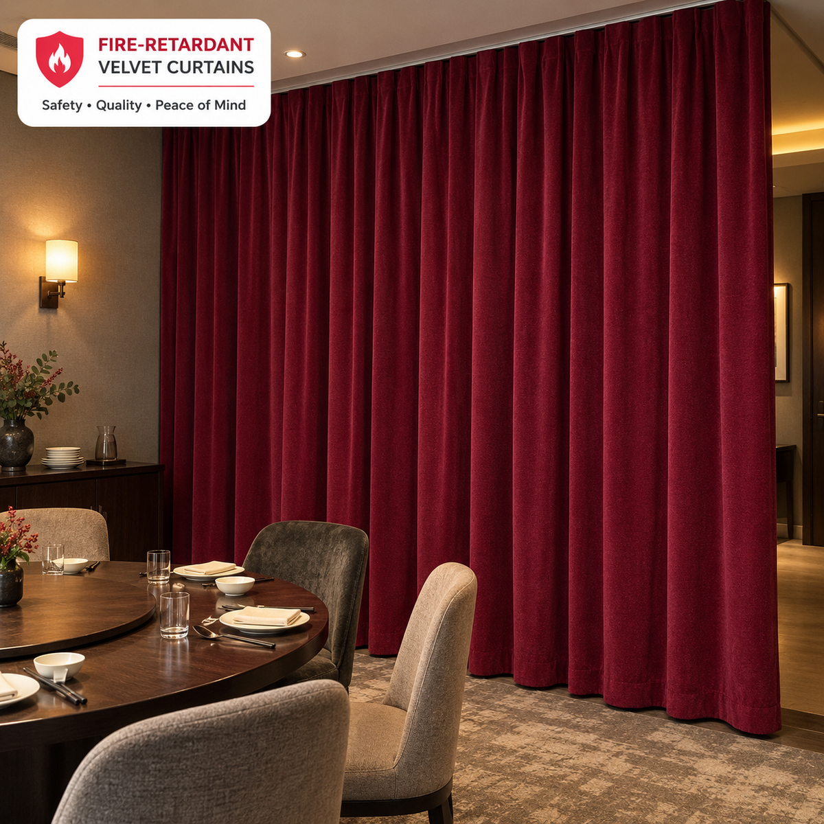 Mulberry Red Flame Retardant Velvet Curtains
