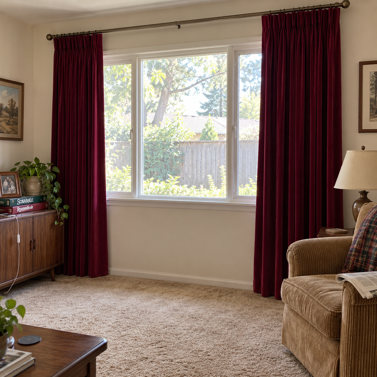 84 Inch Long Wine Red Velvet Curtains