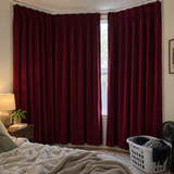 84 Inch Long Wine Red Velvet Curtains
