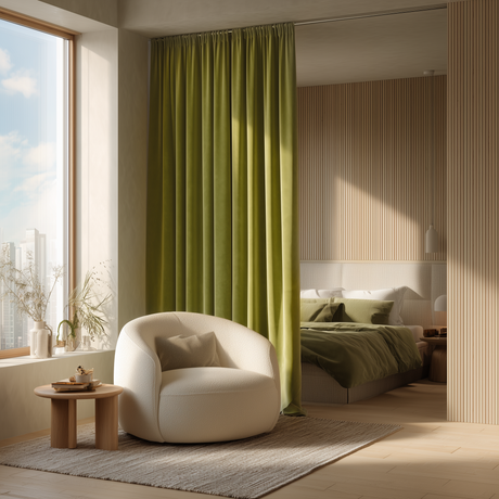 Avocado Green Velvet Curtain