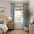 Misty Blue Double-Sided Cotton Blend Blackout Pinch Pleat Curtains