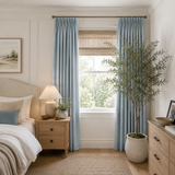 Misty Blue Double-Sided Cotton Blend Blackout Pinch Pleat Curtains