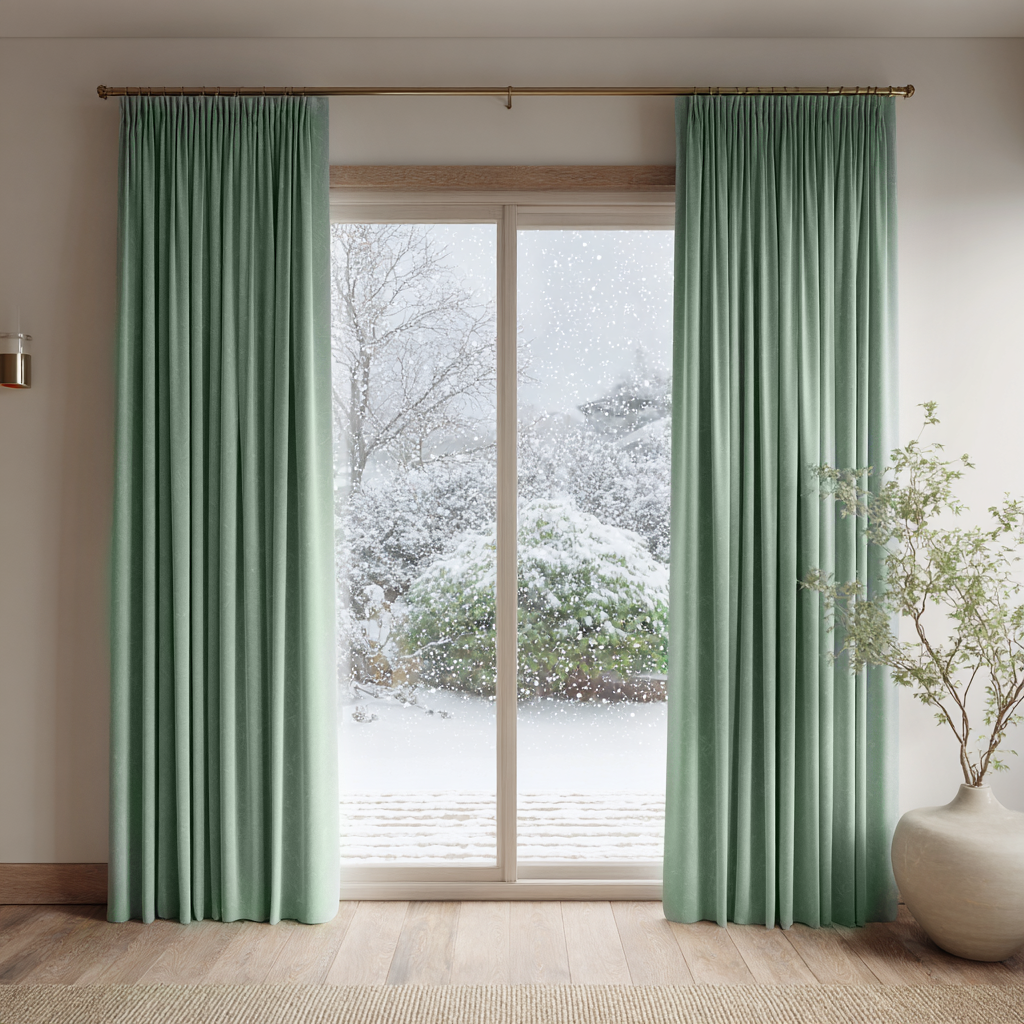 Blue Sage Velvet Curtain