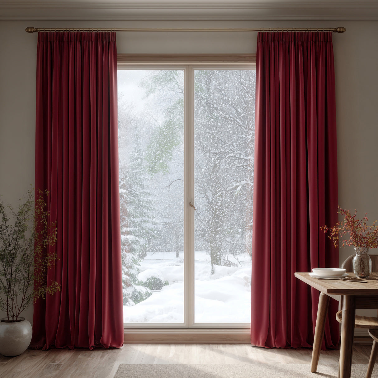 Bordeaux Red Velvet Curtain