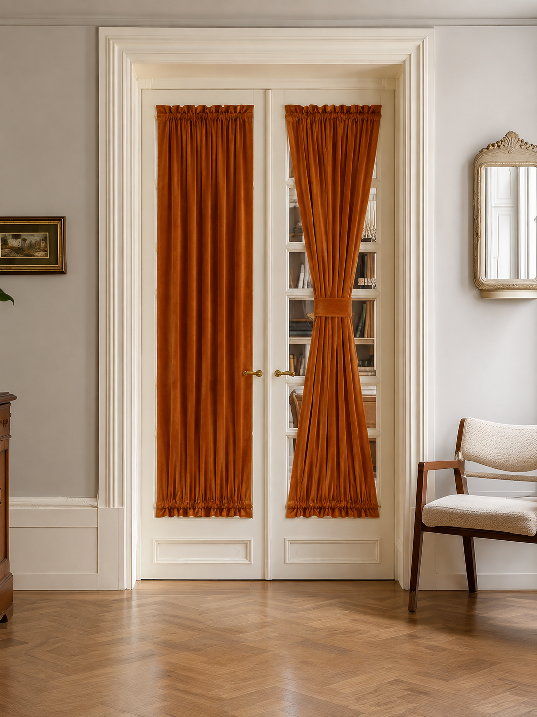 Burnt Sienna Velvet Door Curtain