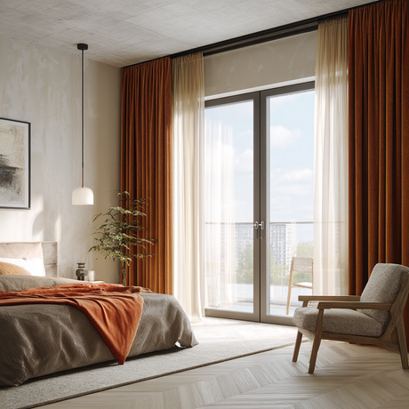 Chestnut Brown Velvet Curtain