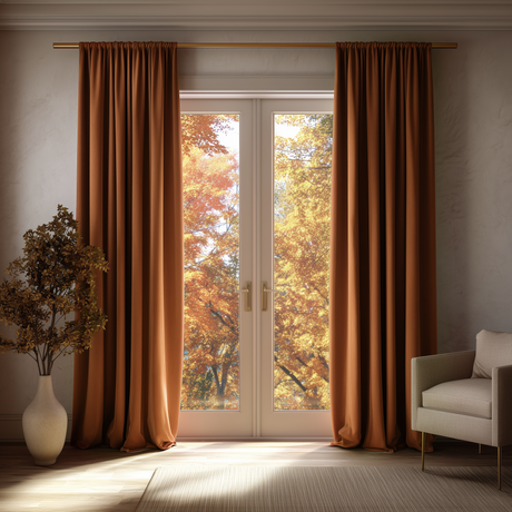 Chestnut Brown Velvet Rod Pocket Curtains
