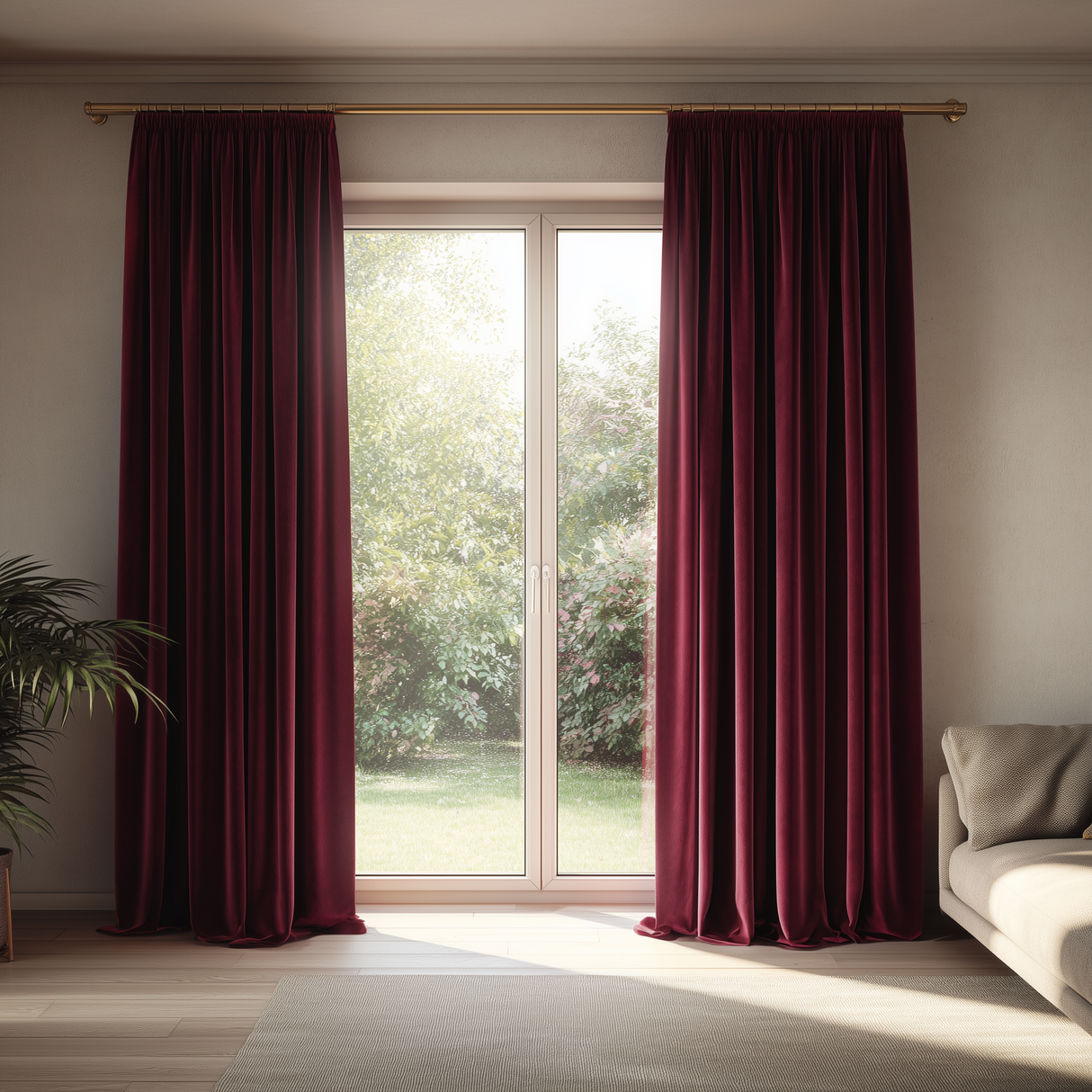 Dark Garnet Red Flame Retardant Velvet Curtains