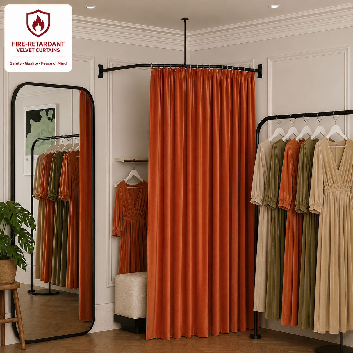 Deep Scarlet Flame Retardant Velvet Curtains