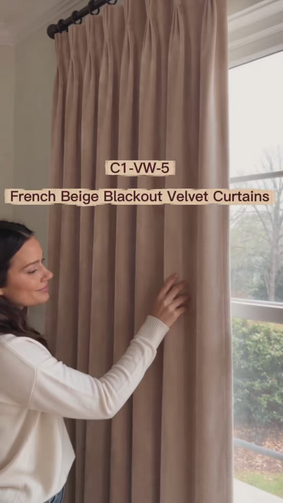 French Beige Velvet Curtains