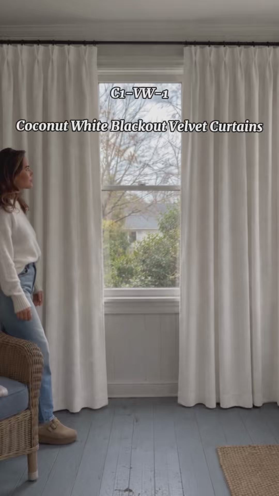 Coconut White Blackout Velvet Curtains