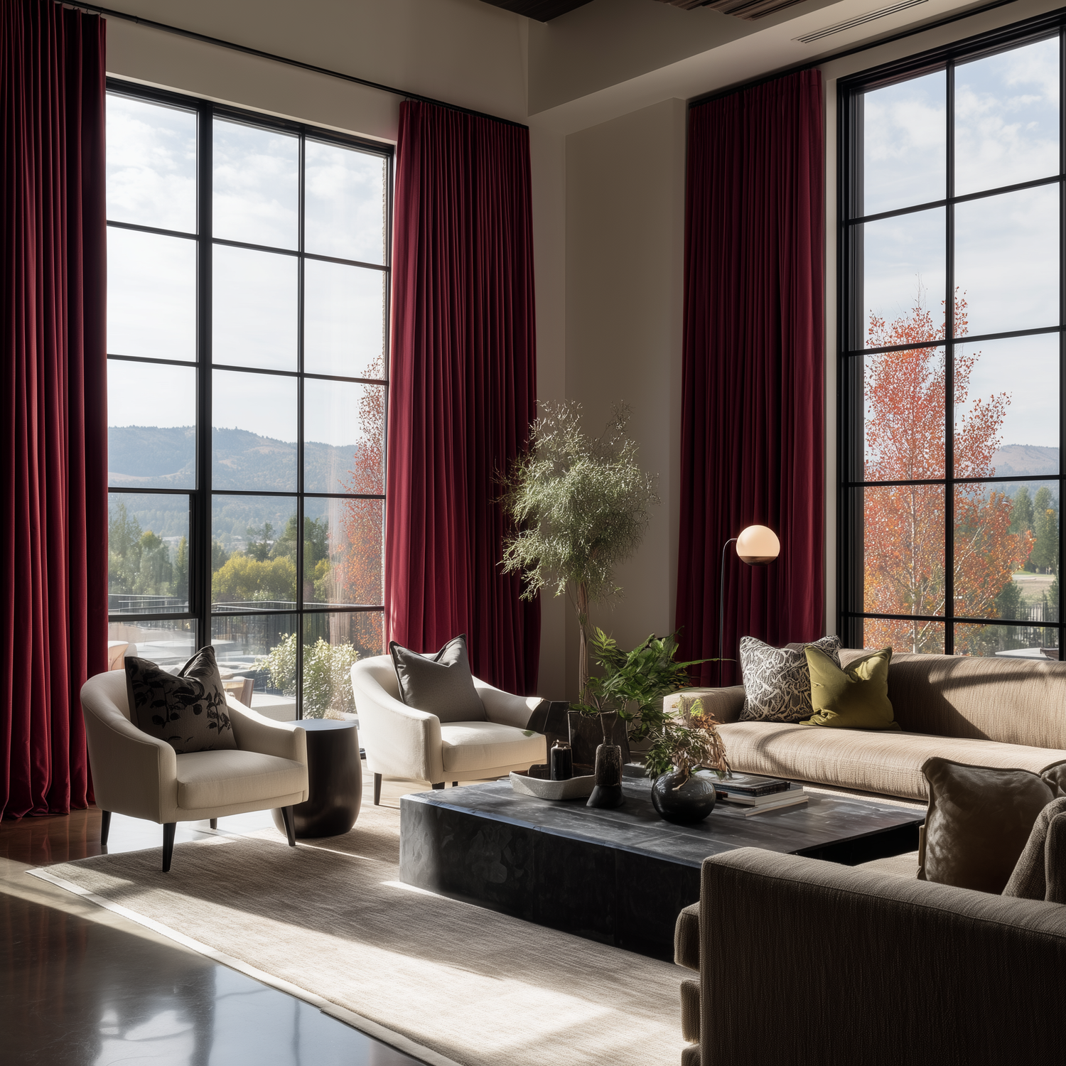 Dark Garnet Red Blackout Velvet Curtains