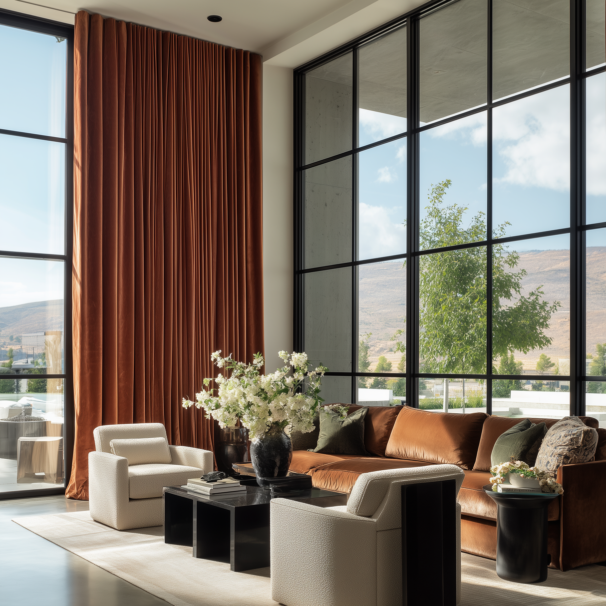 Dark Mahogany Flame Retardant Velvet Curtains