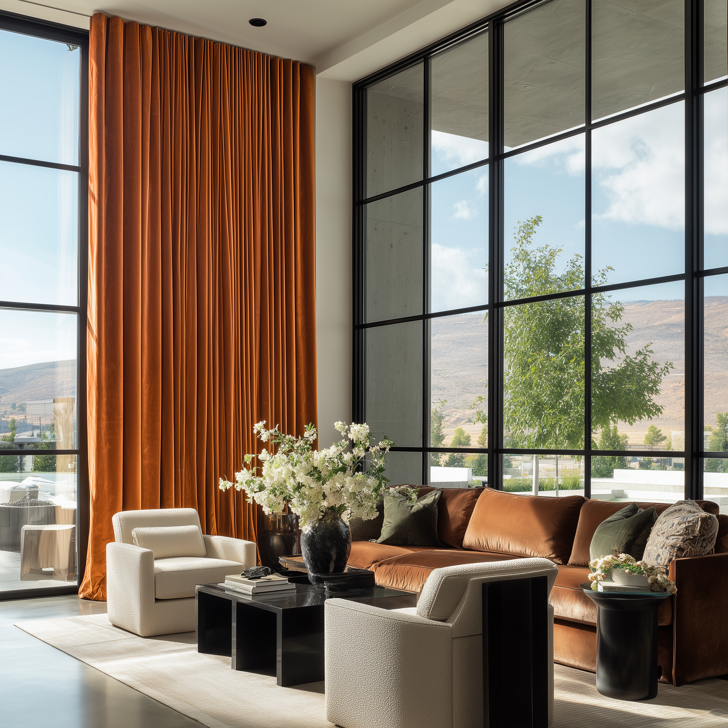 Burnt Sienna Flame Retardant Velvet Curtains