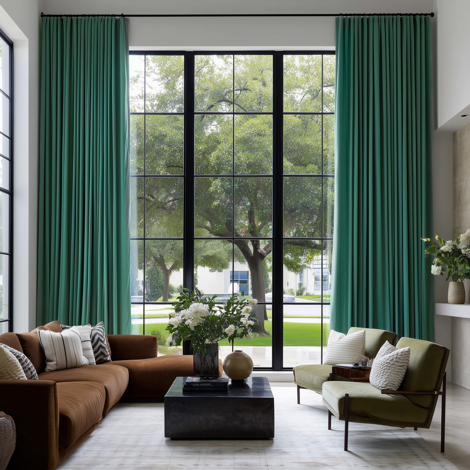 Peacock Green F9 Velvet Curtain