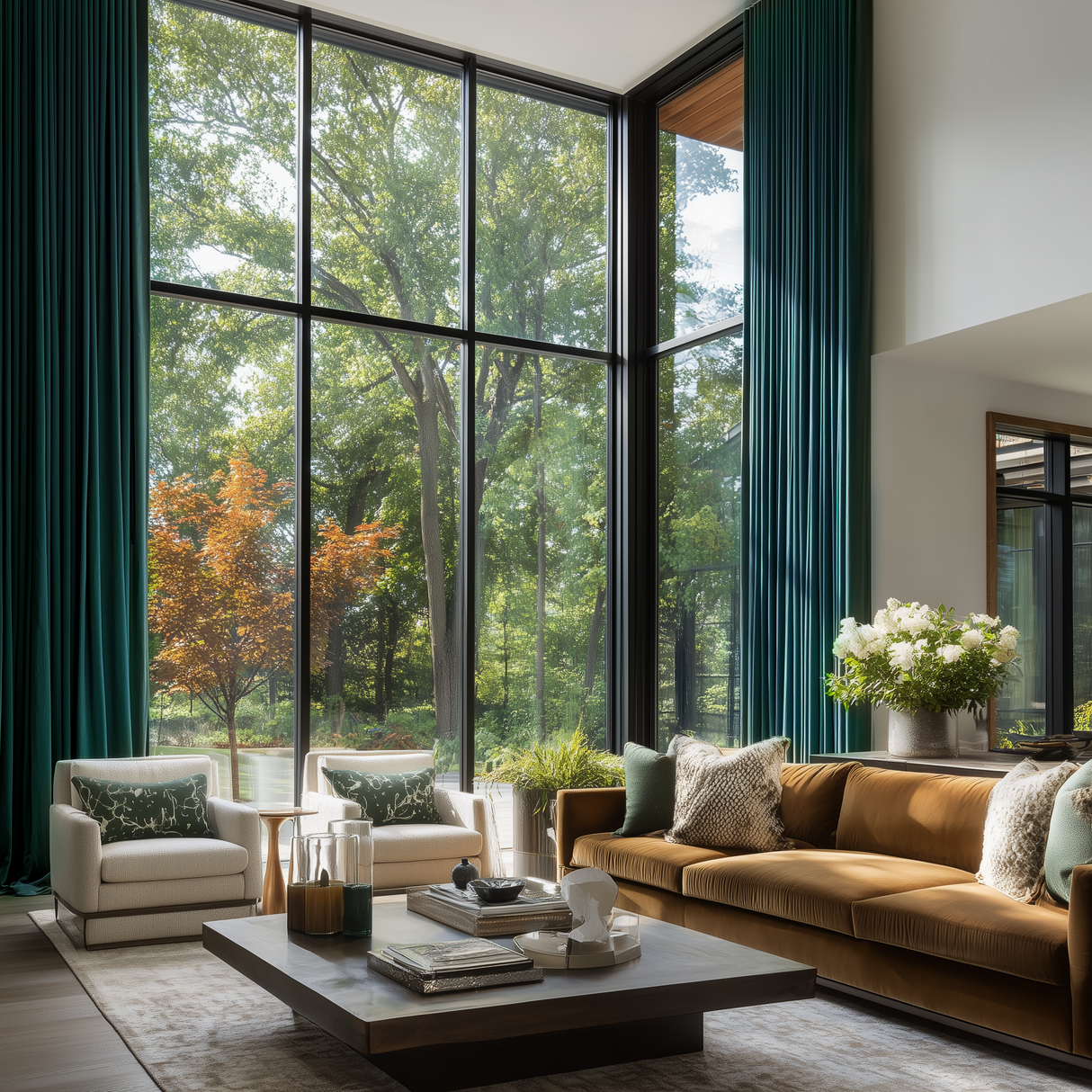 Dark Jade Green Velvet Curtains