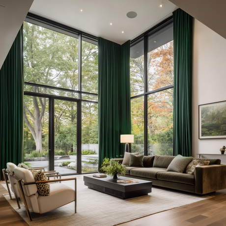 Gemstone Green Velvet Pencil Pleat Curtains