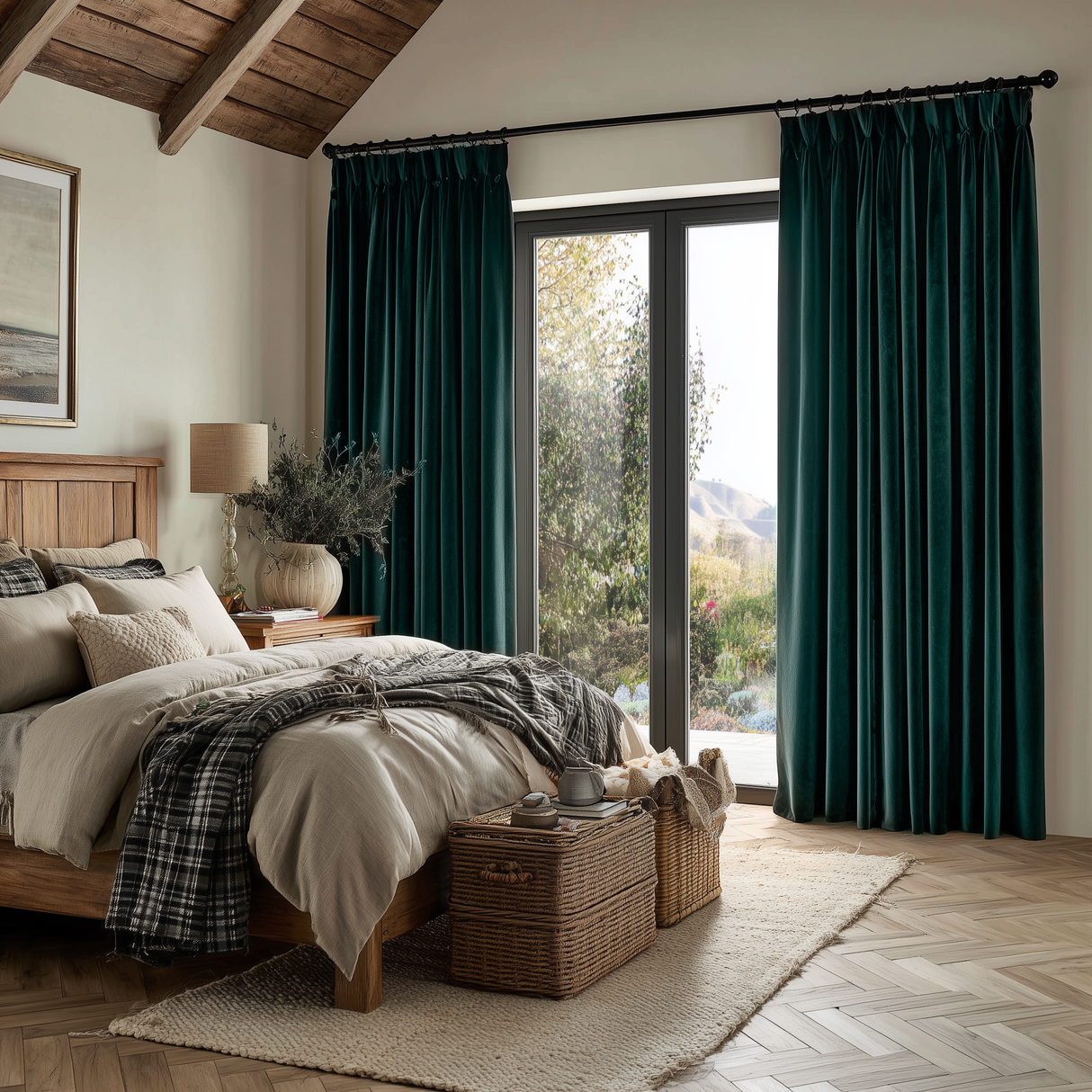 Dark Jade Green Velvet Curtains