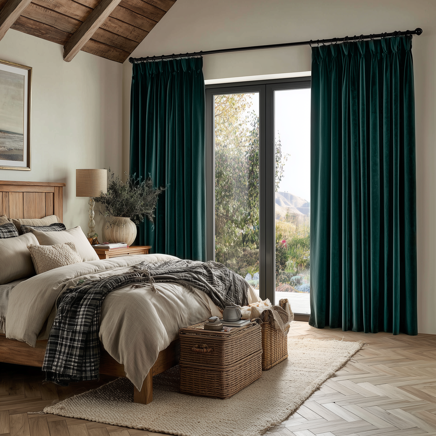 Dark Jade Green Velvet Curtains