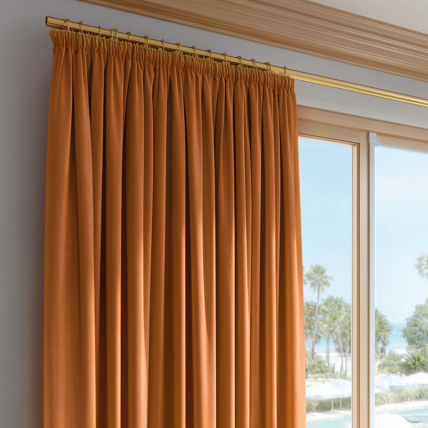 Burnt Sienna Velvet Blackout Curtains - Fully Blackout Drapes