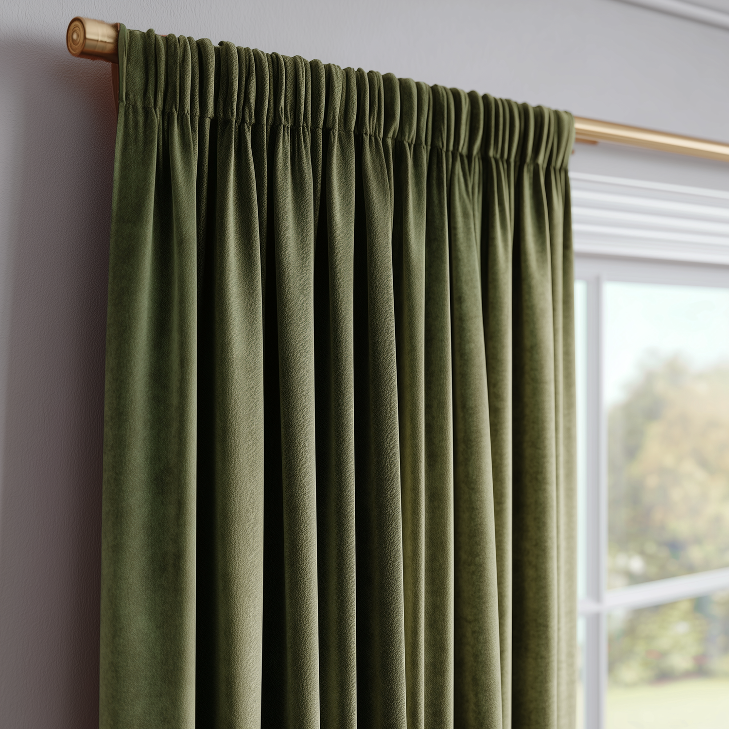 Olive Green Flame Retardant Velvet Curtains