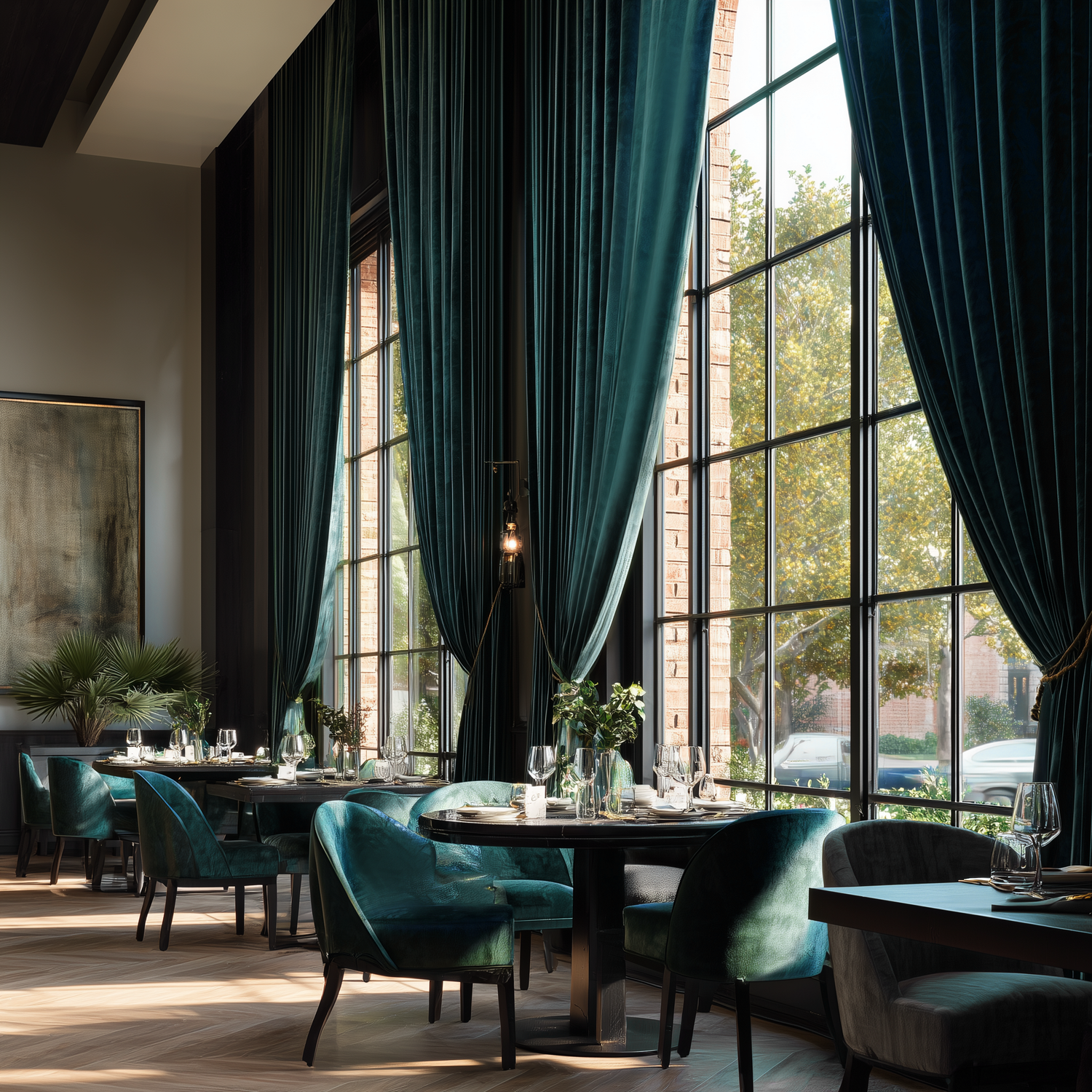 Dark Jade Green Velvet Curtains