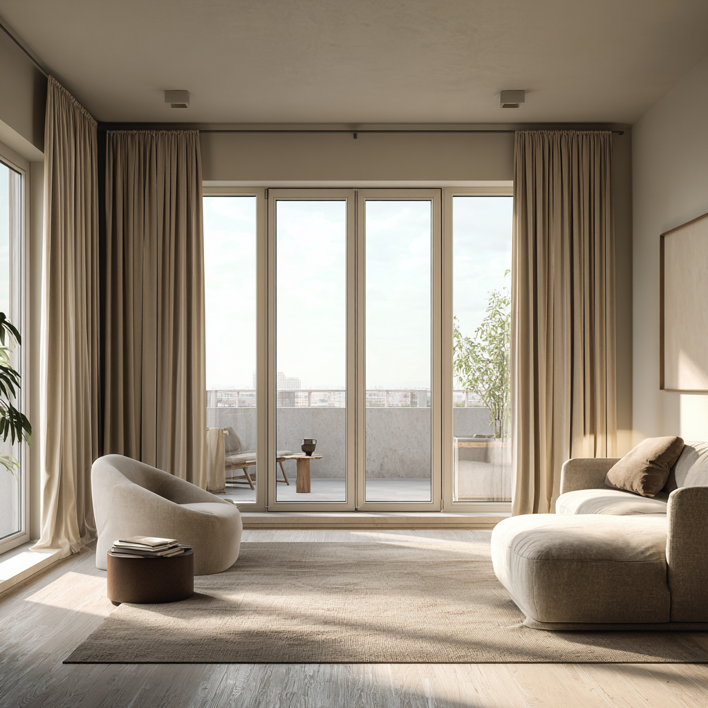 French Beige Velvet Curtain