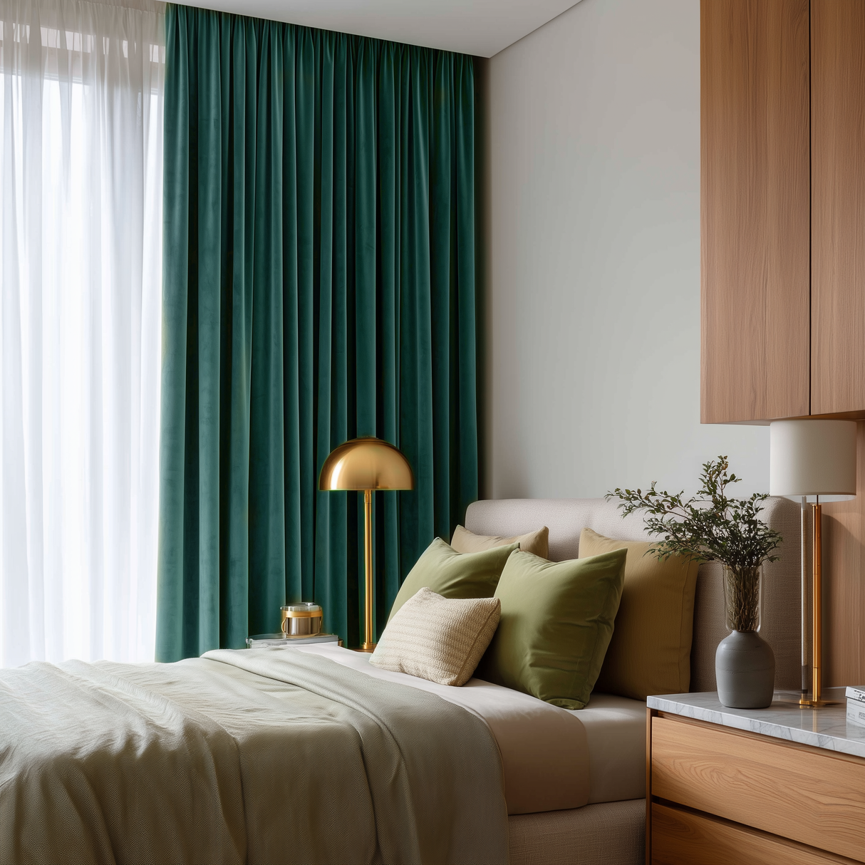 Dark Jade Green Velvet Curtains