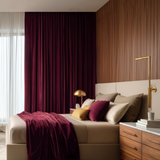 Burgundy Red Velvet Grommet Top Curtains