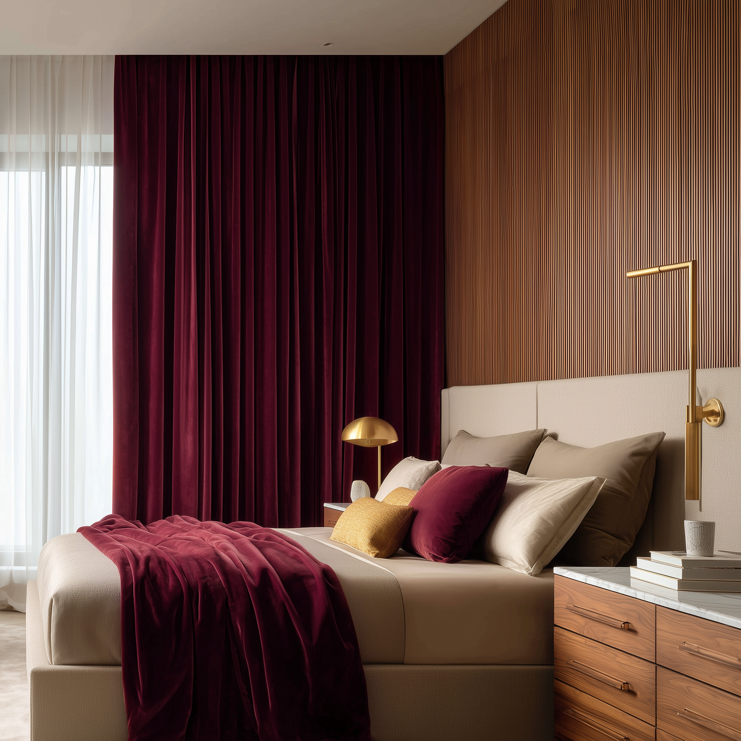 Wine Red Velvet Curtains