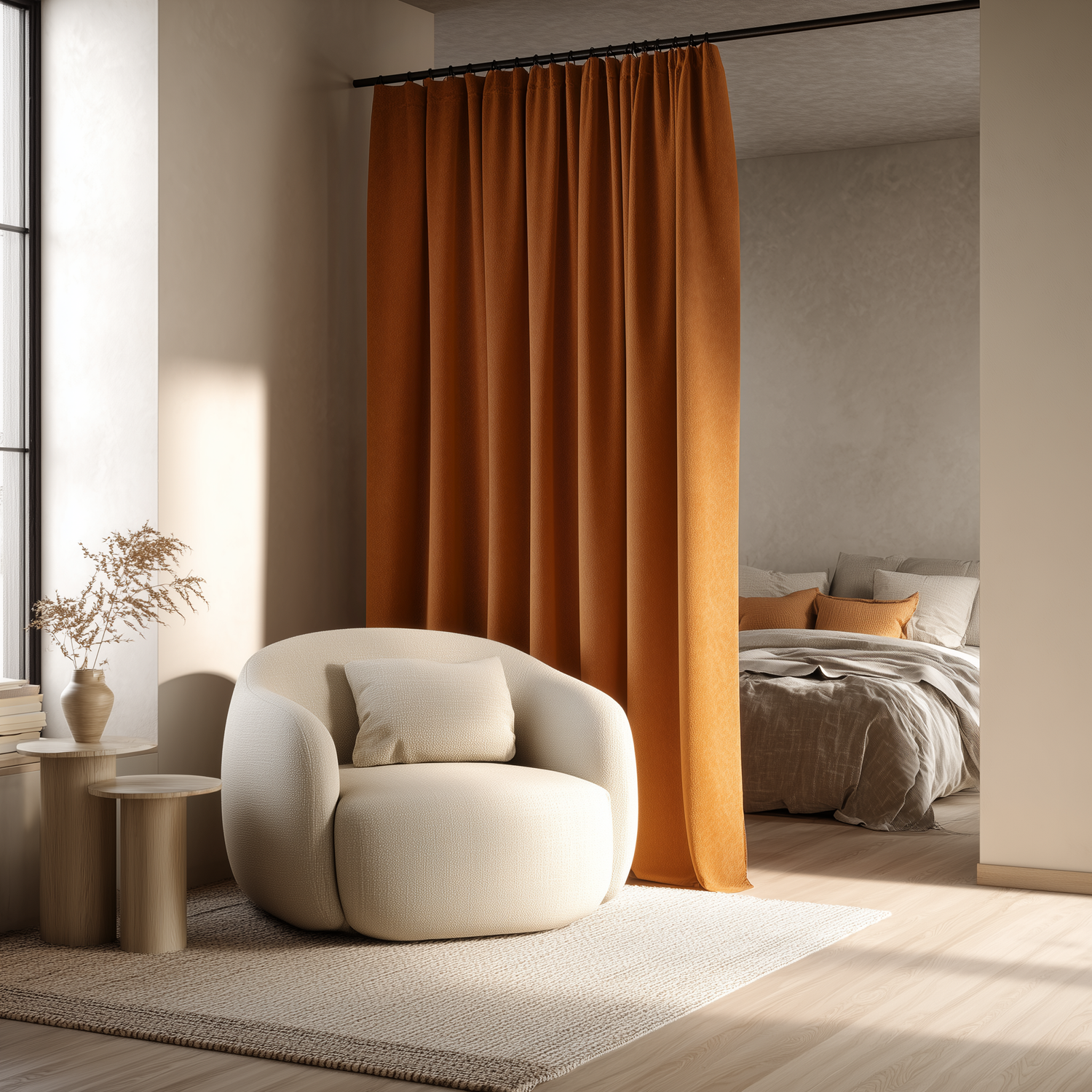 Burnt Sienna Velvet Room Divider Curtains