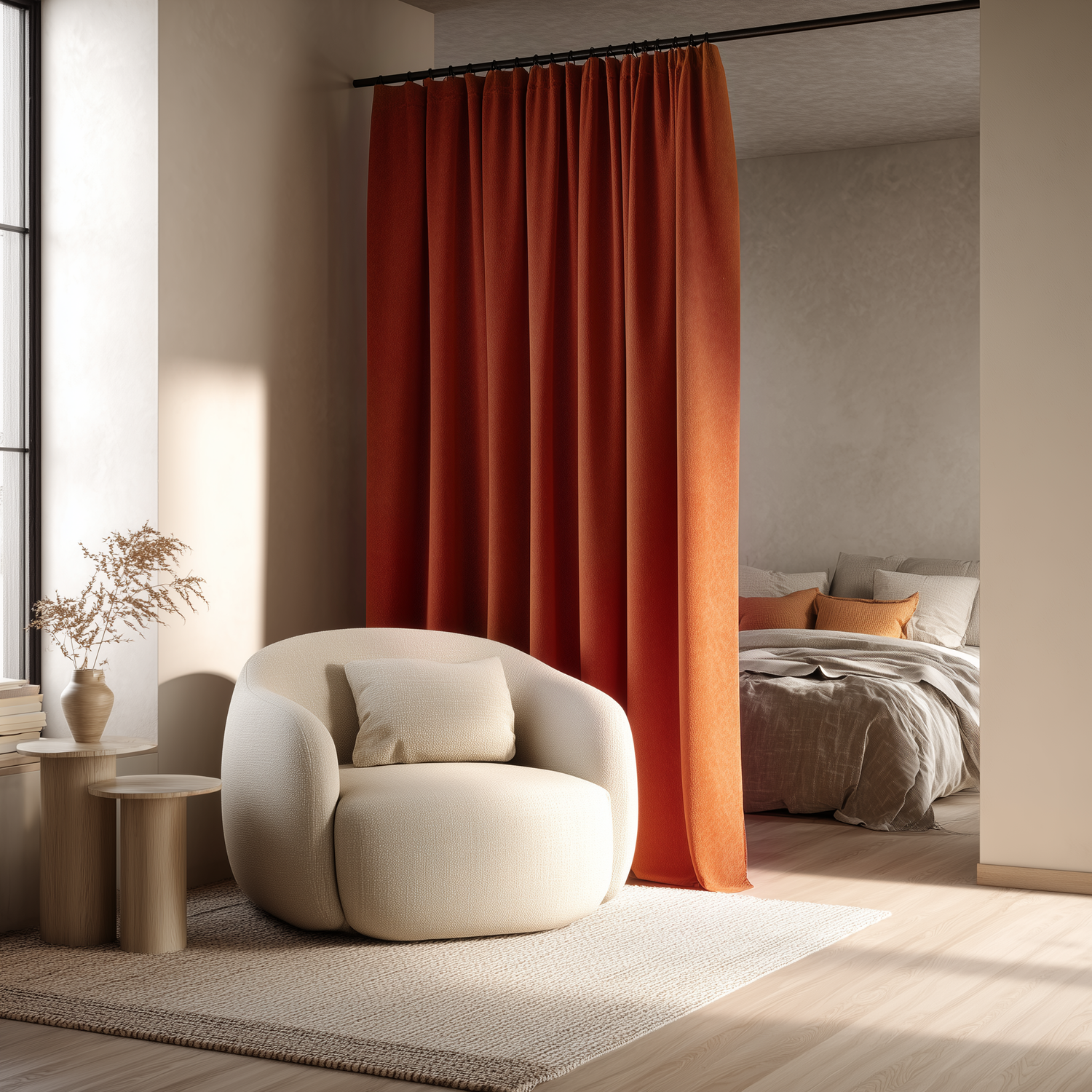 Deep Scarlet Velvet Room Divider Curtains