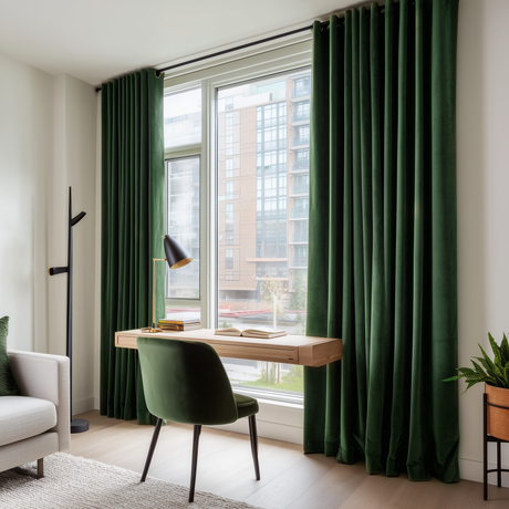 Gemstone Green Velvet Pencil Pleat Curtains