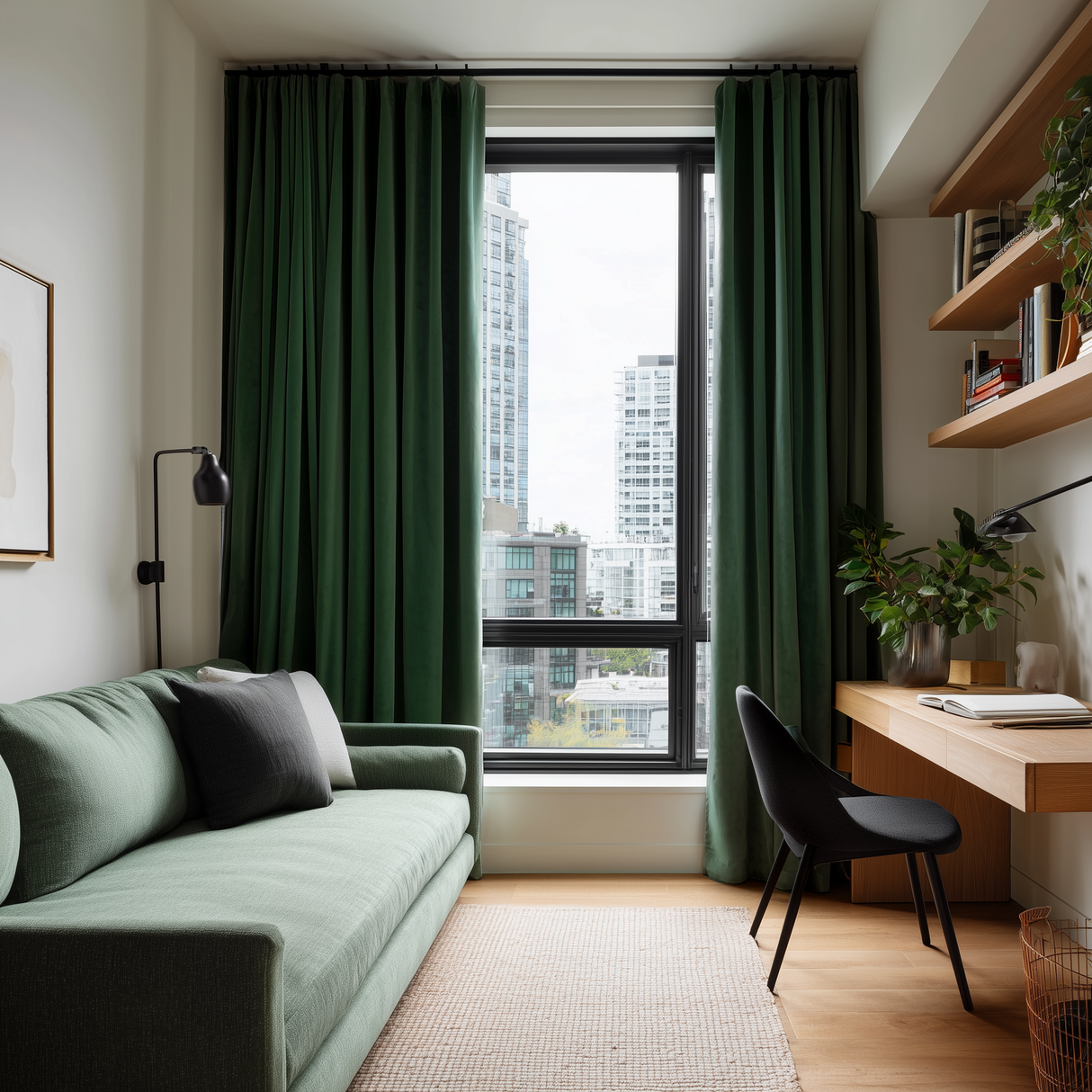 Gemstone Green Velvet Rod Pocket Curtains