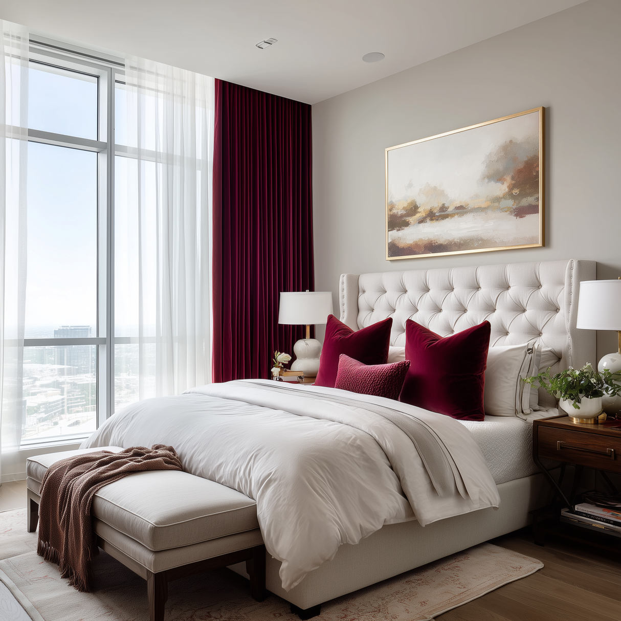 Burgundy Red Flame Retardant Velvet Curtains