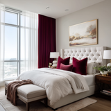 Burgundy Red Velvet Pencil Pleat Curtains